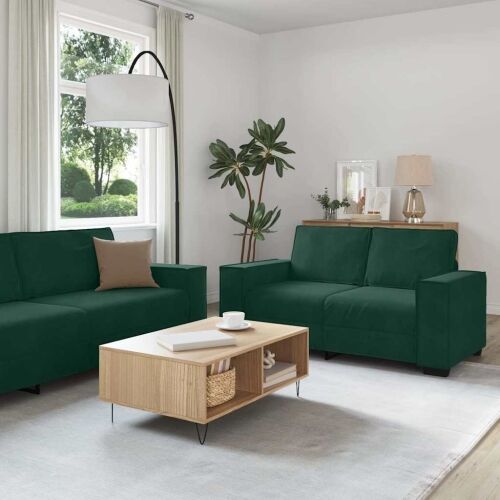 3-dijelni set sofa s jastucima tamnozeleni baršun - Tamnozelena 1 Tamnozelena Cijena