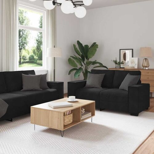 3-dijelni set sofa s jastucima crni baršun - Crna 1 Crna Cijena