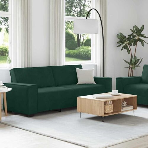 Dvodijelni set sofa s jastucima, tamnozeleni baršun - Tamnozelena 1 160 cm Tamnozelena Cijena