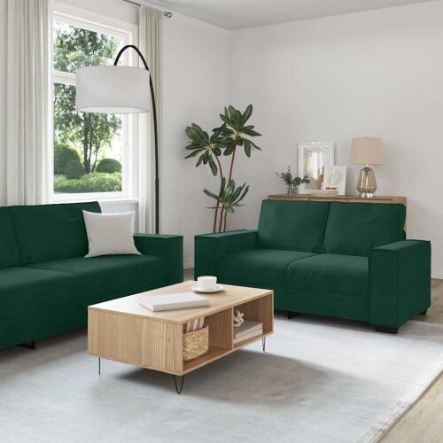 Dvodijelni set sofa s jastucima, tamnozeleni baršun - Tamnozelena 1 160 cm Tamnozelena Cijena