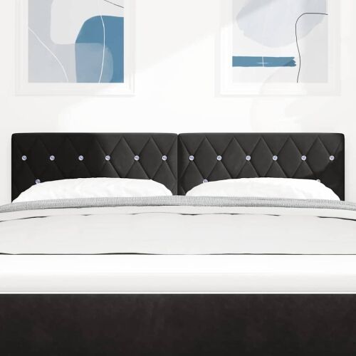 LED glava kreveta s LED trakama s uzglavljem Crna 160 cm Baršun - Crna 160 cm Nizak uzglavlju Cijena