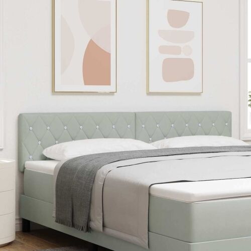 LED glava kreveta s LED trakama Svijetlo siva 180 cm Baršun - Svjetlosiva 180 cm Nizak uzglavlju Cijena
