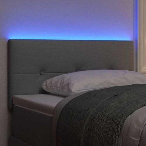 LED glava kreveta s LED trakama Svijetlo siva 80 cm tkanina - Svjetlosiva 80 cm Nizak uzglavlju Cijena