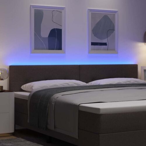 LED glava kreveta s LED trakama Tamno smeđa 200 cm tkanina - Tamno smeđa 200 cm Nizak uzglavlju Cijena