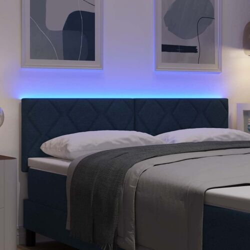 LED glava kreveta Plava 144 cm tkanina - Plava 144 cm Nizak uzglavlju Cijena