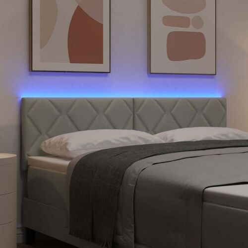 LED glava kreveta Svijetlo siva 160 cm Baršun - Svjetlosiva 160 cm Nizak uzglavlju Cijena