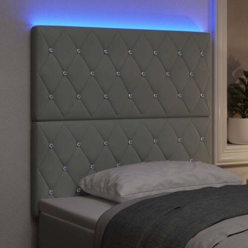 LED glava kreveta s LED trakama Svijetlo siva 80 cm Baršun - Svjetlosiva 90 cm Visoki uzglavlje Cijena
