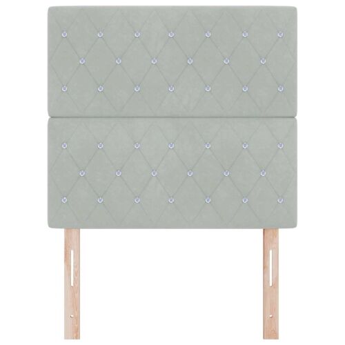LED glava kreveta s LED trakama Svijetlo siva 80 cm Baršun - Svjetlosiva 90 cm Visoki uzglavlje Cijena