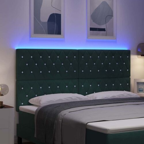 LED glava kreveta s LED trakama Tamnozelena 180 cm Baršun - Tamnozelena 180 cm Visoki uzglavlje Cijena