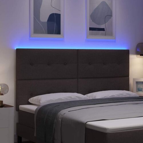 LED glava kreveta s LED trakama Tamno smeđa 180 cm tkanina - Tamno smeđa 180 cm Visoki uzglavlje Cijena
