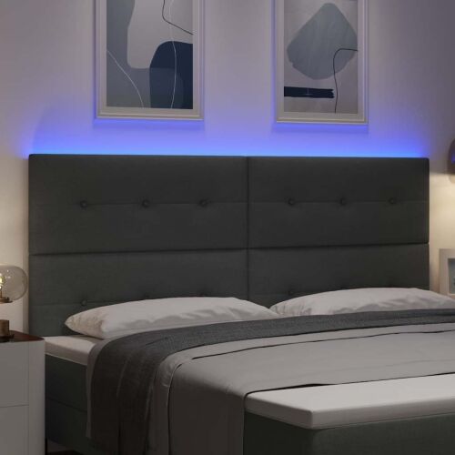 LED glava kreveta s LED trakama Tamno siva 200 cm tkanina - Tamno siva 200 cm Visoki uzglavlje Cijena