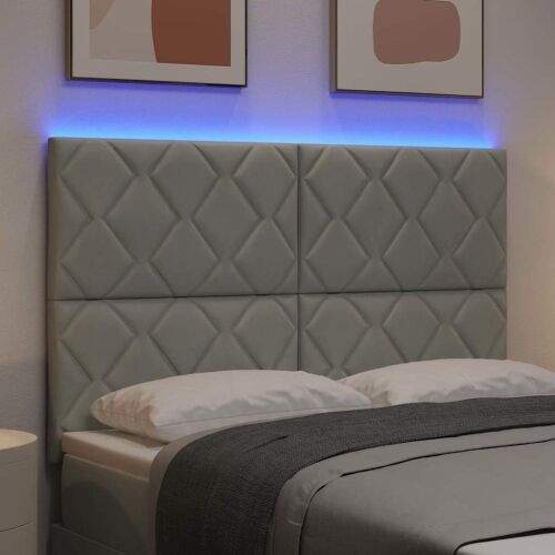 LED glava kreveta Svijetlo siva 160 cm Baršun - Svjetlosiva 160 cm Visoki uzglavlje Cijena