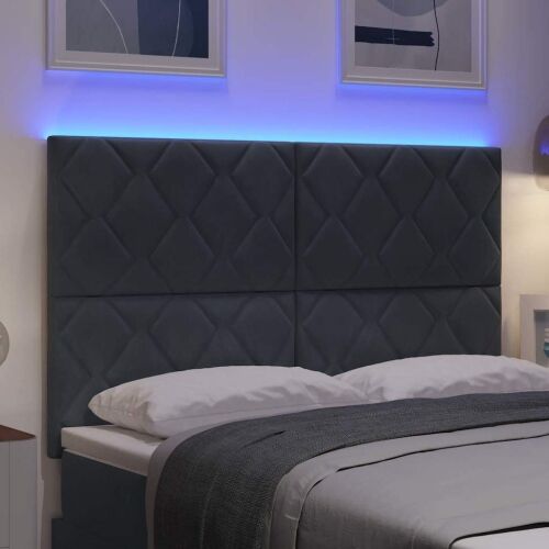 LED glava kreveta Tamno siva 160 cm Baršun - Tamno siva 160 cm Visoki uzglavlje Cijena
