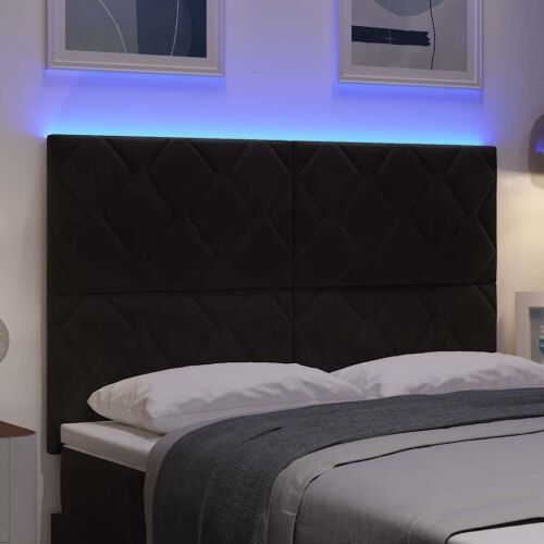 LED glava kreveta Crna 160 cm Baršun - Crna 160 cm Visoki uzglavlje Cijena