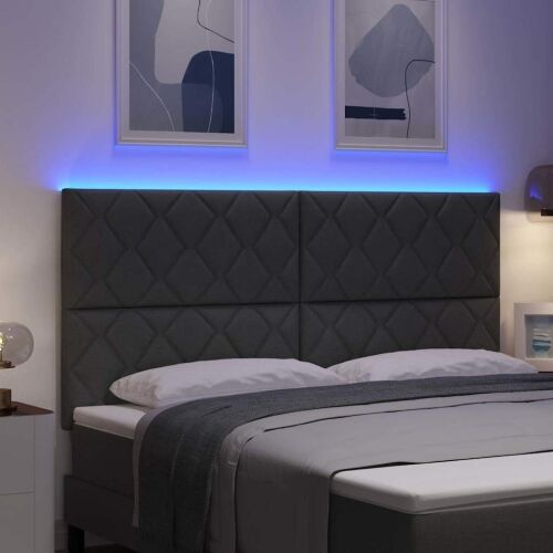 LED glava kreveta Sivi 180 cm tkanina - Tamno siva 180 cm Visoki uzglavlje Cijena