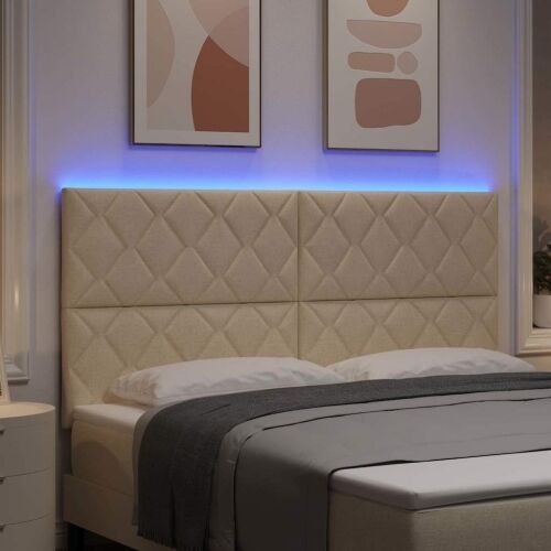 LED glava kreveta Krema 180 cm tkanina - Krema 180 cm Visoki uzglavlje Cijena