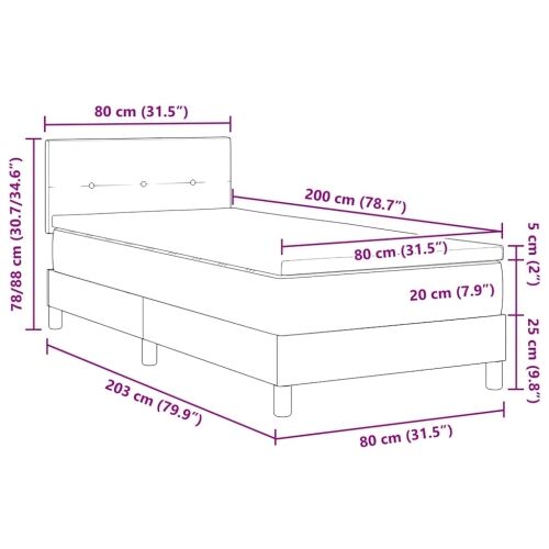 Box spring krevet s uzglavljem Krema 80 x 200 cm tkanina - Krema 80 x 200 cm Prošiveno gumbima Cijena