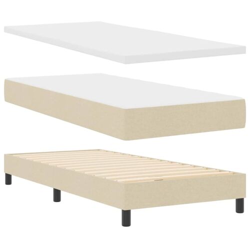 Box spring krevet s uzglavljem Krema 80 x 200 cm tkanina - Krema 80 x 200 cm Prošiveno gumbima Cijena