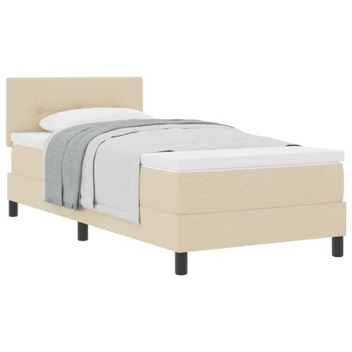 Box spring krevet s uzglavljem Krema 90 x 200 cm tkanina - Krema 90 x 200 cm Prošiveno gumbima Cijena