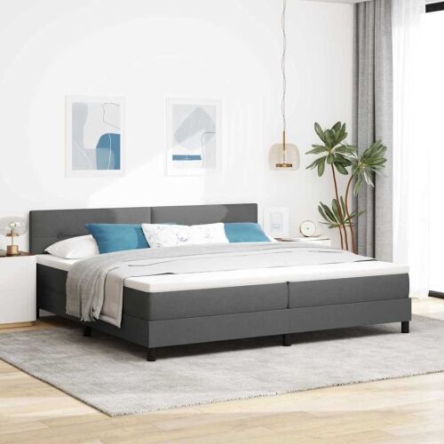 Box spring krevet Tamno siva 200 x 200 cm tkanina - Tamno siva 200 x 200 cm Prošiveno gumbima Cijena