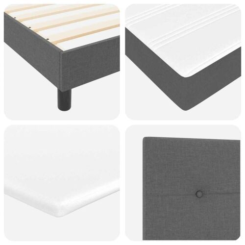 Box spring krevet Tamno siva 200 x 200 cm tkanina - Tamno siva 200 x 200 cm Prošiveno gumbima Cijena