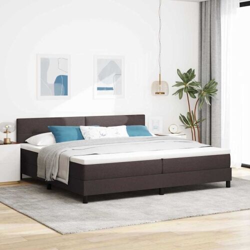 Box spring krevet Tamno smeđa 200 x 200 cm tkanina - Tamno smeđa 200 x 200 cm Prošiveno gumbima Cijena