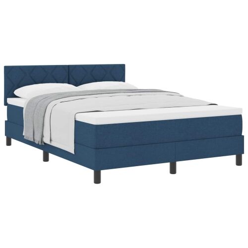 Box spring krevet s uzglavljem Plava 160 x 200 cm tkanina - Plava 160 x 200 cm Dizajn s rombovima Cijena