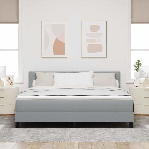 Box spring krevet Svijetlo siva 180 x 200 cm tkanina - Svjetlosiva 180 x 200 cm Dizajn s rombovima Cijena