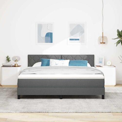 Box spring krevet Tamno siva 180 x 200 cm tkanina - Tamno siva 180 x 200 cm Dizajn s rombovima Cijena
