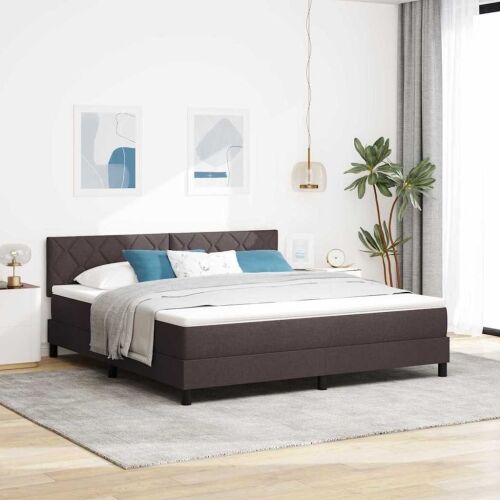 Box spring krevet Tamno smeđa 180 x 200 cm tkanina - Tamno smeđa 180 x 200 cm Dizajn s rombovima Cijena