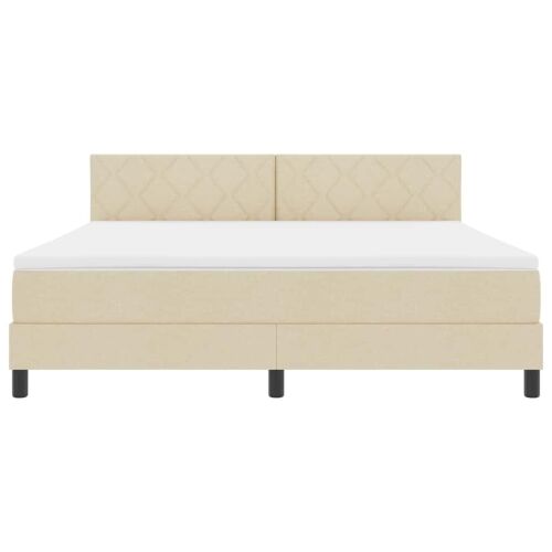 Box spring krevet s jastukom Krema 180 x 200 cm tkanina - Krem 180 x 200 cm Dizajn s rombovima Cijena