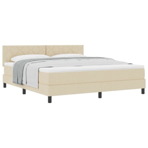 Box spring krevet s jastukom Krema 180 x 200 cm tkanina - Krem 180 x 200 cm Dizajn s rombovima Cijena