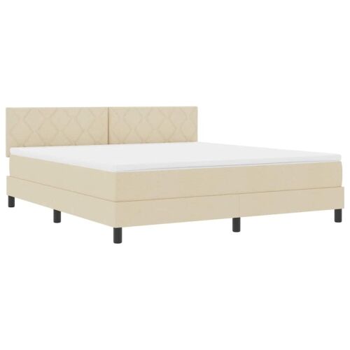 Box spring krevet s jastukom Krema 180 x 200 cm tkanina - Krem 180 x 200 cm Dizajn s rombovima Cijena