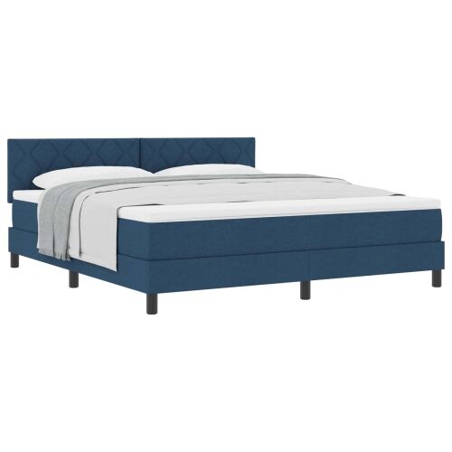 Box spring krevet s uzglavljem Plava 180 x 200 cm tkanina - Plava 180 x 200 cm Dizajn s rombovima Cijena