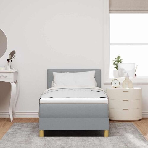 Box spring krevet Svijetlo siva 80 x 200 cm tkanina - Svjetlosiva 80 x 200 cm Prošiveno gumbima Cijena