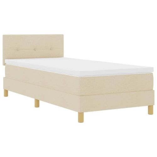 Box spring krevet s jastukom Krema 90 x 190 cm tkanina - Krema 90 x 190 cm Prošiveno gumbima Cijena