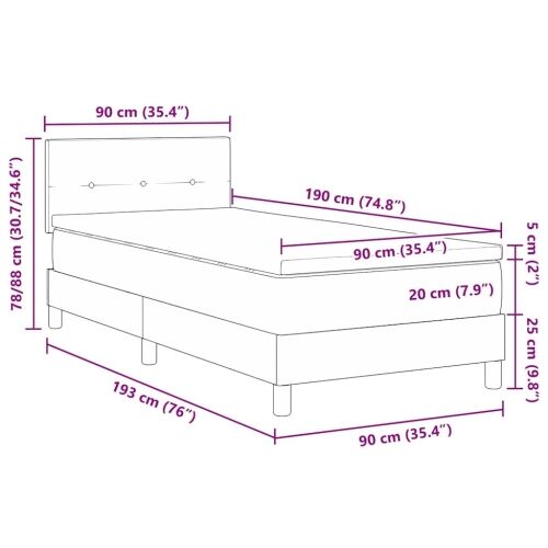 Box spring krevet s jastukom Krema 90 x 190 cm tkanina - Krema 90 x 190 cm Prošiveno gumbima Cijena