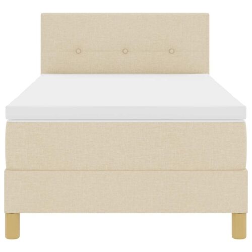 Box spring krevet s jastukom Krema 90 x 200 cm tkanina - Krema 90 x 200 cm Prošiveno gumbima Cijena
