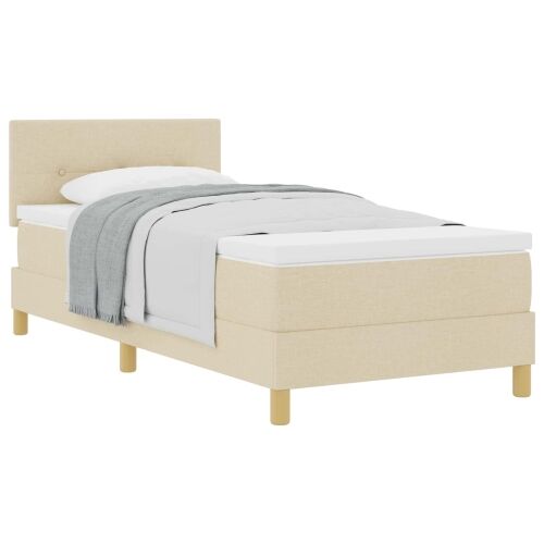 Box spring krevet s jastukom Krema 90 x 200 cm tkanina - Krema 90 x 200 cm Prošiveno gumbima Cijena