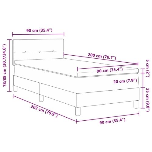 Box spring krevet s jastukom Krema 90 x 200 cm tkanina - Krema 90 x 200 cm Prošiveno gumbima Cijena