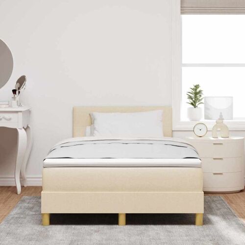 Box spring krevet s jastukom Krema 120 x 190 cm tkanina - Krema 120 x 190 cm Prošiveno gumbima Cijena