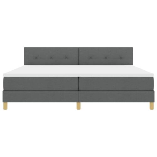 Box spring krevet Tamno siva 200 x 200 cm tkanina - Tamno siva 200 x 200 cm Prošiveno gumbima Cijena