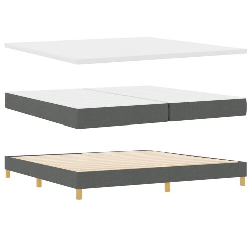 Box spring krevet Tamno siva 200 x 200 cm tkanina - Tamno siva 200 x 200 cm Prošiveno gumbima Cijena