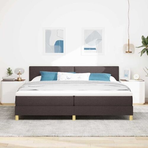 Box spring krevet Tamno smeđa 200 x 200 cm tkanina - Tamno smeđa 200 x 200 cm Prošiveno gumbima Cijena