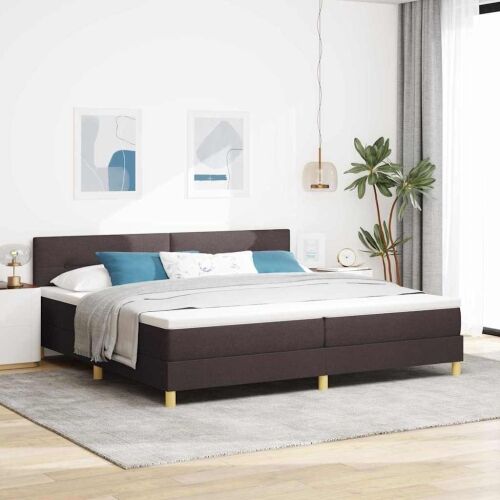 Box spring krevet Tamno smeđa 200 x 200 cm tkanina - Tamno smeđa 200 x 200 cm Prošiveno gumbima Cijena