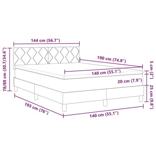 Box spring krevet s jastukom Plava 140 x 190 cm tkanina - Plava 140 x 190 cm Dizajn s rombovima Cijena