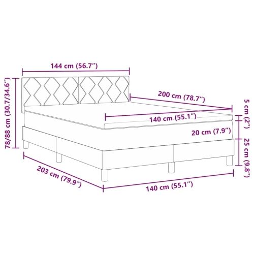 Box spring krevet s jastukom Plava 140 x 200 cm tkanina - Plava 140 x 200 cm Dizajn s rombovima Cijena