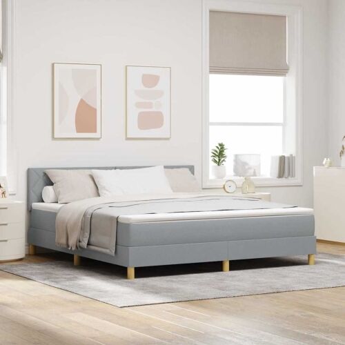 Box spring krevet Svijetlo siva 180 x 200 cm tkanina - Svjetlosiva 180 x 200 cm Dizajn s rombovima Cijena