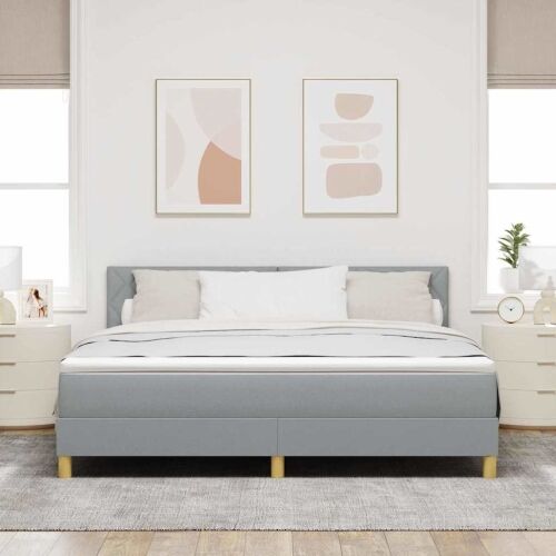 Box spring krevet Svijetlo siva 180 x 200 cm tkanina - Svjetlosiva 180 x 200 cm Dizajn s rombovima Cijena
