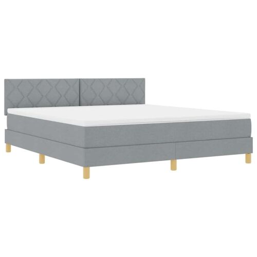 Box spring krevet Svijetlo siva 180 x 200 cm tkanina - Svjetlosiva 180 x 200 cm Dizajn s rombovima Cijena